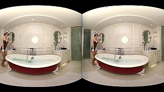 Bathroom Play With Sexy Rabbit Cosplay - Brunette Nonnude