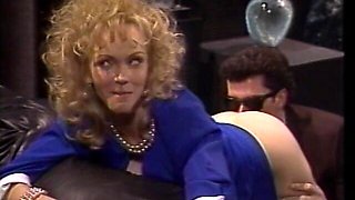 Two Horny Dudes Make Sandwich with Busty Blonde Bimbo and Cover Her Her with Their Jizz