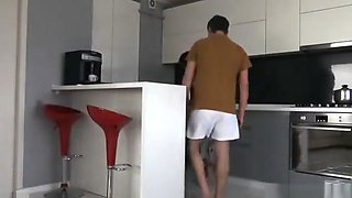 Seduced stepson in the kitchen