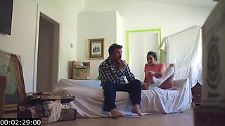 Stepdad licks and plows hairy pussy of cute brunette