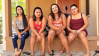 Three Salvadorian sluts flashing panties upskirts and spreading legs