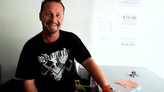 Big boobed babe tit fucks a lucky fuckpole