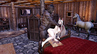 Sexy Blonde Ahri Fucked and Creampied By a Black Monster Cock