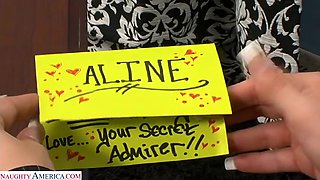 Hot blonde Aline takes a BBC in her office