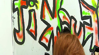 Girls in Hole Busty Redhead in Lingerie Enjoys Sucking and Fucking in a Glory Hole