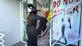 Trick or treating for the redheaded witch Chloe Foxxe goes sexual