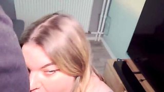 Hot Maid Gives Deep Throat Blowjob in 4K - Facial Cumshot Finish