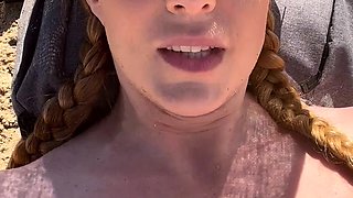 Small tit brunette amateur tugs on a big willie