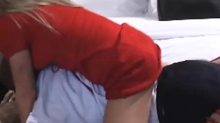 Big cock loving amateur blonde rides dick anally