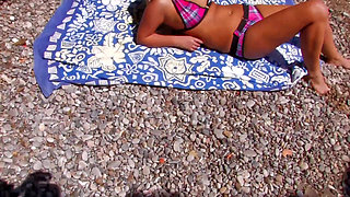 Big boobs and tattooed guy pussy fucking on the beach