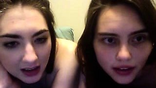 A sexy amateur teen lesbian brunette is eating pussy