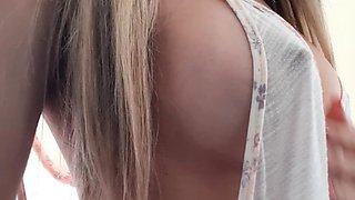 Hot blonde with big boobs solo