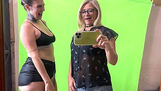 I caught my college teacher masturbating in the women's bathroom! I couldn't hold back and started sucking her and when she sucked my classmate she got all wet!