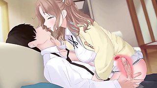 Animated schoolgirl rides cock in uncensored hentai
