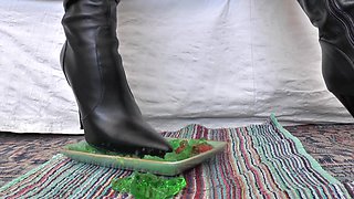 Smoking Mistress and Green Dessert From Boot Soles, POV Clip, Lady Victoria Valente (in German)