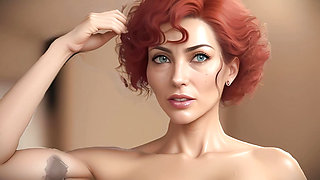 Sexy Redhead Digital Art 3D Animation