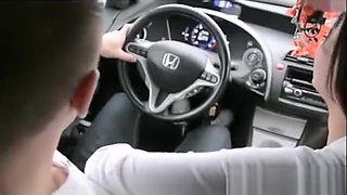 Teen blowjob and swallow in car