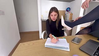 Lesbian Office Affair: Latina Boss Seduces Teen Secretary for a Raise