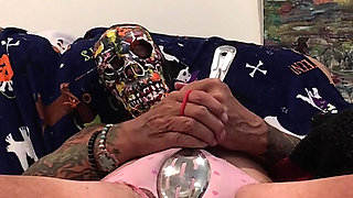 Big cock superhero, pink panties, and a giant cock spoon