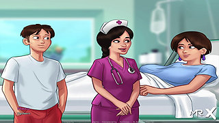 SummertimeSaga - Nurse plays with cock then takes it in her