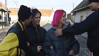 Pink-haired German Doll Fucked Hard in the Parked Trailer