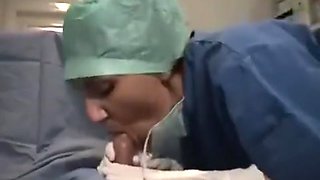 Nurse latex glove blowjob cum