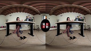 Hot Brunette Petra Dressed As A Sexy Secretary In Sheer Black Stockings; Amazing Legs And Feet On Pornstar Vr