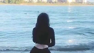 A Sunday stroll by the river with a sexy skinny teen