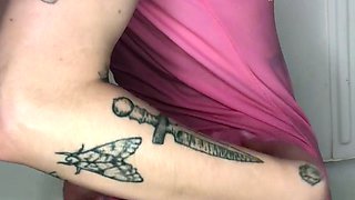 Small titted Briana toying herself poolside