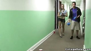 Smiling sweetheart at college action