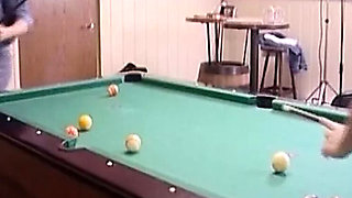 Sexy German Brunette Gives Hot Blowjob by Pool Table