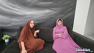 Sexy Buxom Muslim Hottie Sophia Leone Shares Her Stepson's Cock With Her Bestie In Hijab