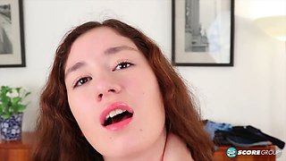 Adel, a cutie with long, flowing brunette hair, plays the piano and then fingers her tight slit.