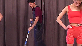 The Group Sport We Deserve. the Trainer Fucks a Skinny Teen During Class.