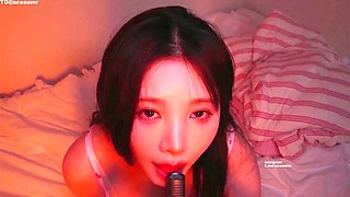 Korean ASMR female internet celebrity licks ears and gives you oral sex as a birthday gift aceasmr