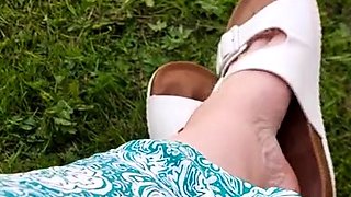 Foot fetish rimming for blonde outdoors