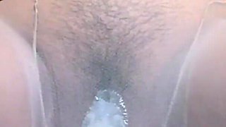 Extrem Sperm Leaks Through Pantyhose