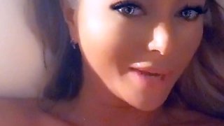 Glamour babe with big boobs masturbates in lingerie