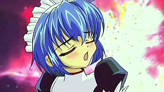 Sexy anime maid sucks dick