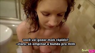 Eating the sister in the bathroom: Blonde, Fetish  Handjob Porn