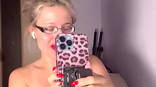 Live Cam Session with a Powerful Goddess in Thick Eyeglasses - Big Lips Sucking Dildo, Tit Play Teasing Your Love Addiction