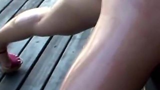 Beautiful oiled babe gets anally slammed outdoors by BBC