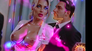 Nurse Woman Lara and Jared in Gloryhole Club, Big Tits, Gloryhole Bukkake, Big Dick Sucking Cock