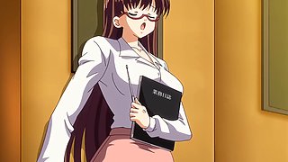 HENTAI: Hot big tiddy girl in schoolgirl uniform fucks with a schoolguy in principal's office