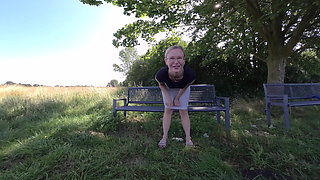 German Blonde Pisses off in Public!