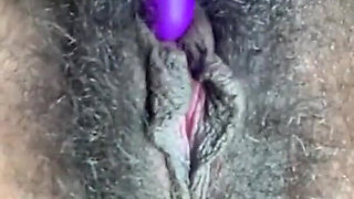 Close up Stimulating My Big Clit Hairy Pussy Creaming