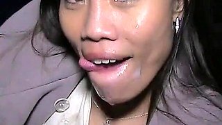 Filipina Slut Comes to England to Be a Dirty Dogging Whore as She Sucks off and Takes the Spunk From Multiple Dicks