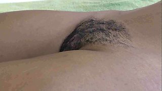 Hairy black pussy get fucked and creampied by BWC