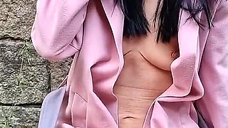Outdoor Naked Spreading and Gaping Pussy