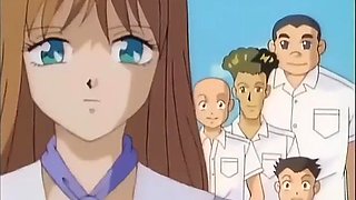Busty anime teen screams as she drips cum